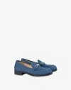 Love Moschino Denim Loafers Lovely College In Blue
