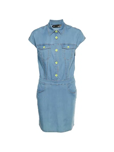 Pre-owned Love Moschino Denim Shirt Midi Dress In Blue
