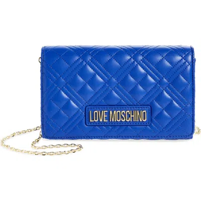 Love Moschino Diamond Quilt Crossbody Bag In Blue