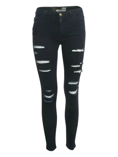 Pre-owned Love Moschino Distressed Skinny Jeans In Blue