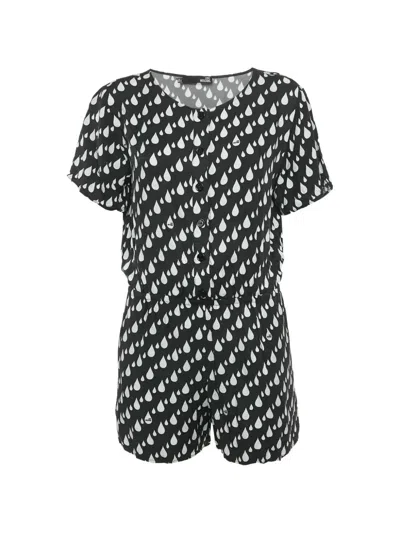 Pre-owned Love Moschino Drop-print Short-sleeve Playsuit In Black