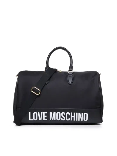 Love Moschino Duffle Bag With Print In Black