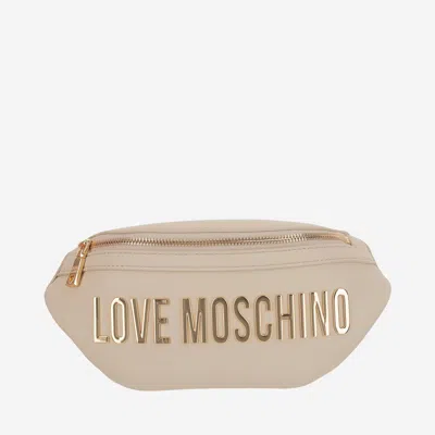 Love Moschino Eco-friendly Fanny Pack With Logo In Ivory