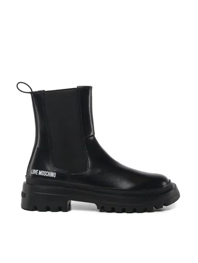 Love Moschino Elastic-panel Lug Sole Boots In Black