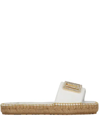 Love Moschino Embellished Espadrille Slides In White