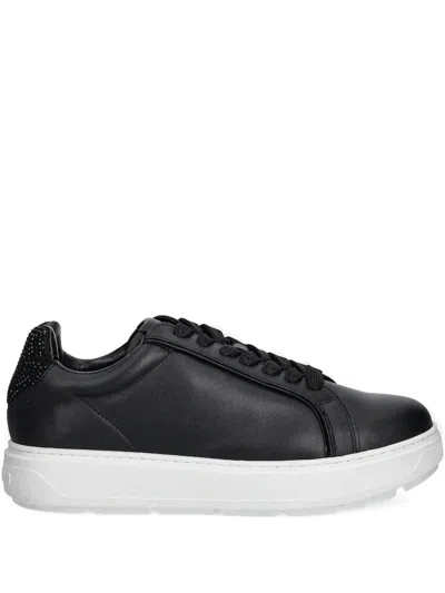 Love Moschino Embellished Lace-up Sneakers In Black
