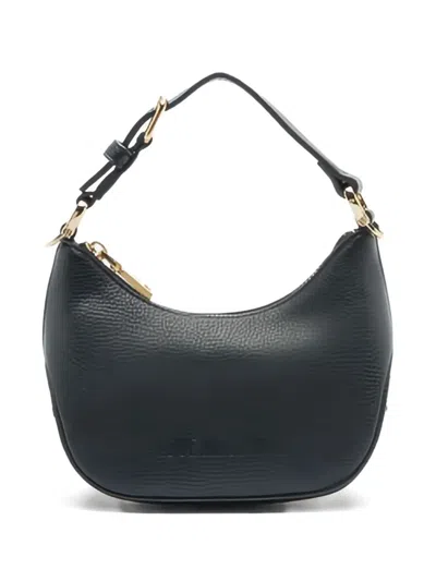 Love Moschino Embossed Logo Half-moon Shoulder Bag In Black