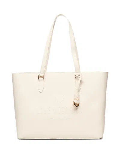 Love Moschino Embossed-logo Heart Tote Bag In Neutral