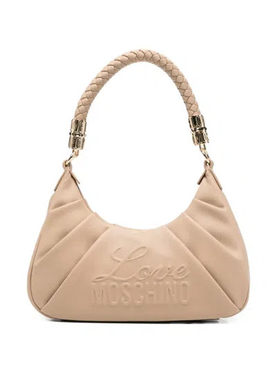 Love Moschino Embossed-logo Shoulder Bag In Neutral