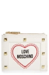 LOVE MOSCHINO EMBROIDERED BIFOLD FAUX LEATHER WALLET