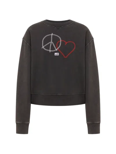 Love Moschino Embroidered Cotton Sweatshirt In Gray