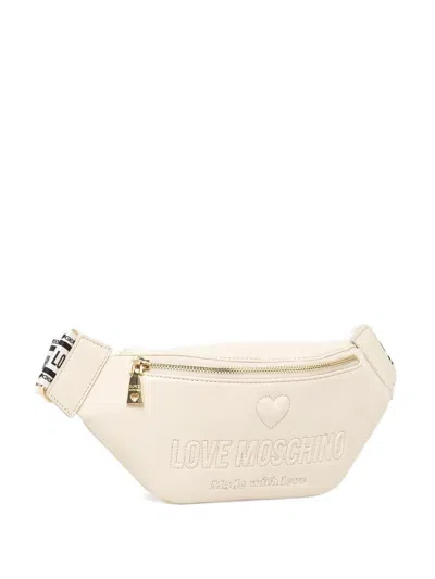 Love Moschino Embroidered-logo Belt Bag In Neutral