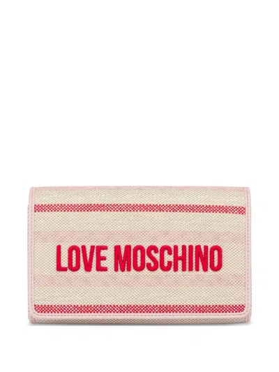 Love Moschino Embroidered-logo Crossbody Bag In Pink