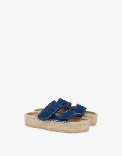 Love Moschino Espadrille Sandals With Denim Straps In Blue