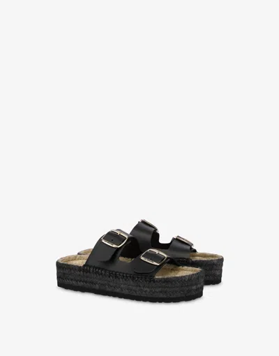 Love Moschino Espadrille Sandals With Double Strap In Black