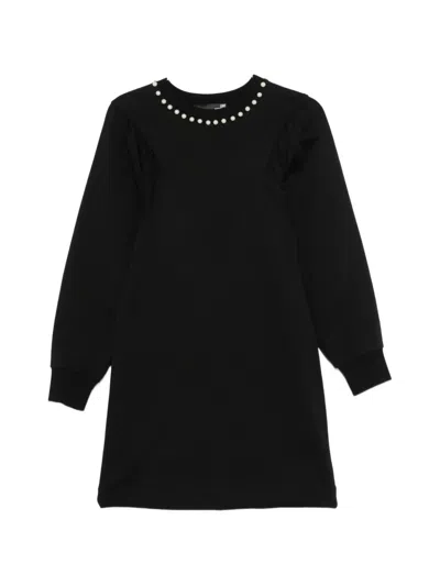 Love Moschino Faux Pearl-embellished Mini Dress In Black