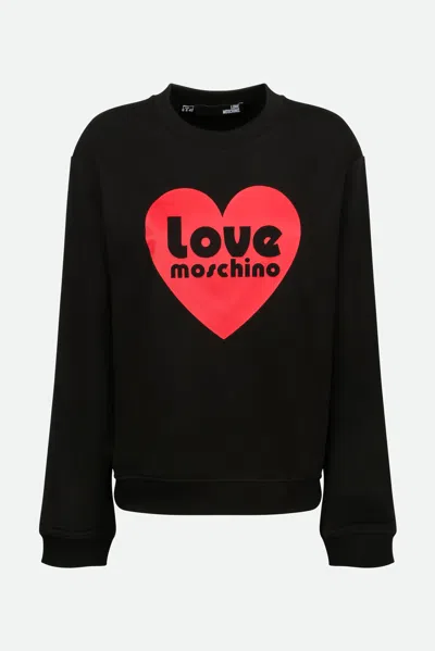 Love Moschino Felpa Nera Con Stampa
