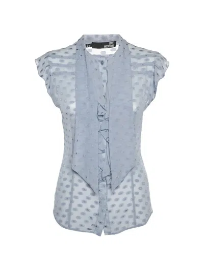 Pre-owned Love Moschino Fil Coupé Frill Blouse In Purple