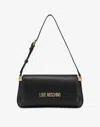 Love Moschino Flat Shoulder Bag Lettering Logo In Black