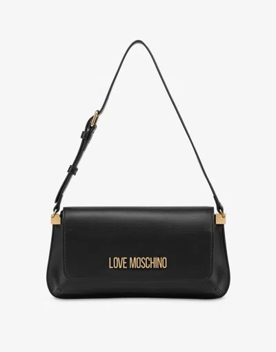 Love Moschino Flat Shoulder Bag Lettering Logo In Black