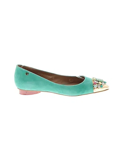 Pre-owned Love Moschino Flats In Green