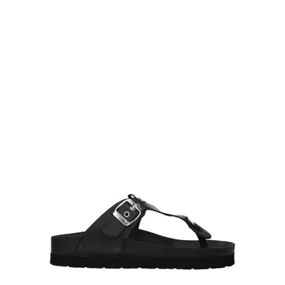 Love Moschino Flip-flop Woman Leather Black