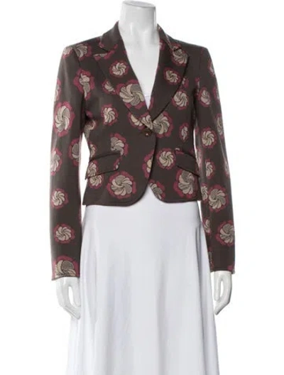 Pre-owned Love Moschino Floral Print Blazer In Brown