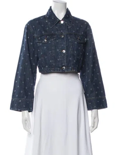 Pre-owned Love Moschino Floral Print Denim Jacket In Blue