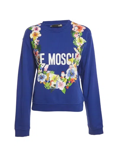 Pre-owned Love Moschino Floral-print Sweatshirt In Blue