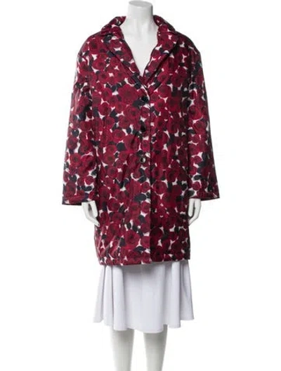 Pre-owned Love Moschino Floral Print Trench Coat W/ Tags In Red