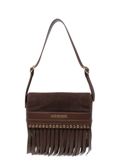 Love Moschino Fringe-detail Logo-plaque Shoulder Bag In Pink