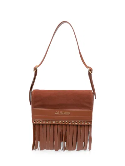 Love Moschino Fringe-trim Leather Shoulder Bag In Blue