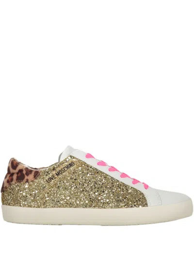 Love Moschino Glitter-embellished Sneakers In White