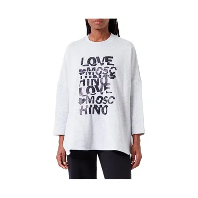 Love Moschino Glittered Cotton Oversized Sweatshirt In Grey