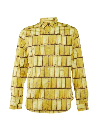 Pre-owned Love Moschino Gold Bar Print Shirt In Yellow