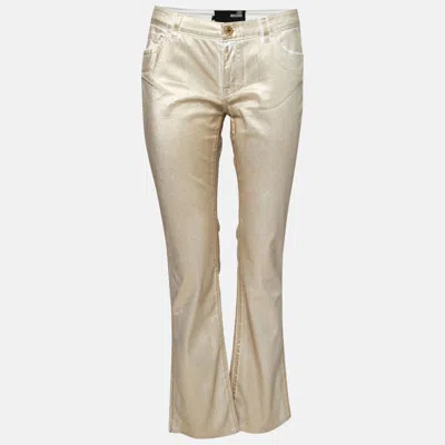 Love Moschino Gold Foil Print Denim Straight Fit Jeans M/waist: