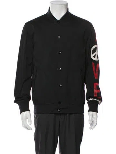 Pre-owned Love Moschino Graphic Print Bomber Jacket In Black