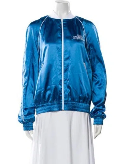 Pre-owned Love Moschino Graphic Print Bomber Jacket In Blue