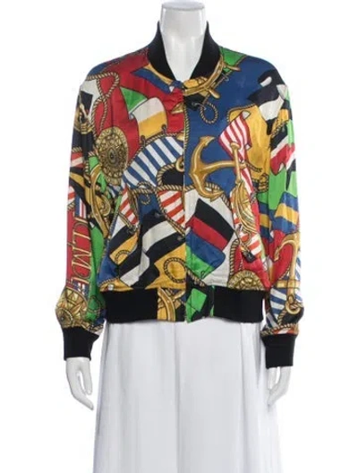 Pre-owned Love Moschino Graphic Print Bomber Jacket In Gold