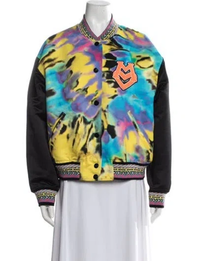 Pre-owned Love Moschino Graphic Print Bomber Jacket In Yellow