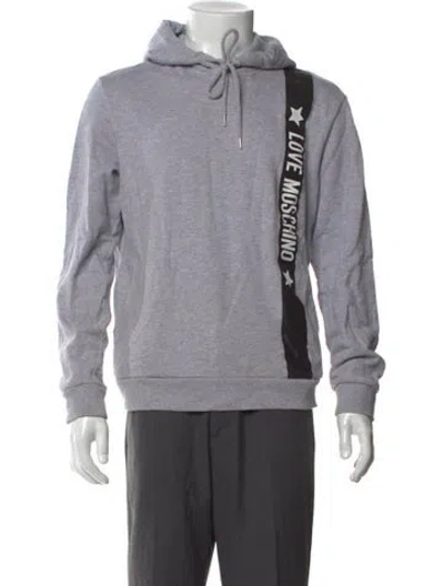 Pre-owned Love Moschino Graphic Print Crew Neck Hoodie In Gray
