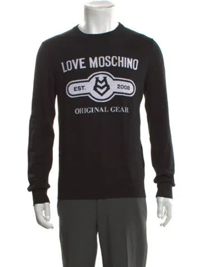 Pre-owned Love Moschino Graphic Print Crew Neck Pullover In Black