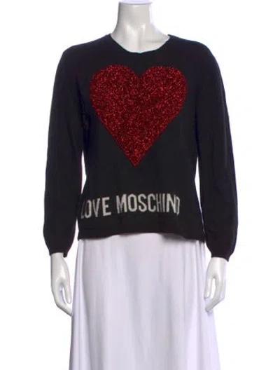 Pre-owned Love Moschino Graphic Print Crew Neck Sweater In Black