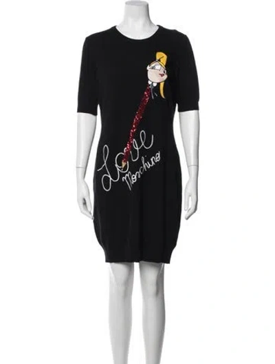 Pre-owned Love Moschino Graphic Print Crew Neck Sweater In Black