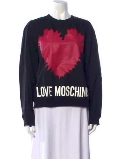 Pre-owned Love Moschino Graphic Print Crew Neck Sweater In Black