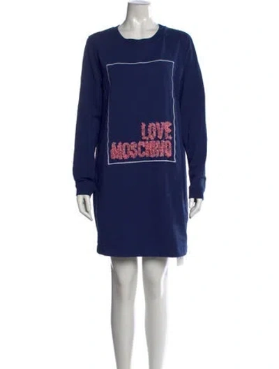 Pre-owned Love Moschino Graphic Print Crew Neck Sweater In Blue