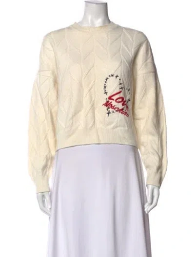 Pre-owned Love Moschino Graphic Print Crew Neck Sweater In Neutrals