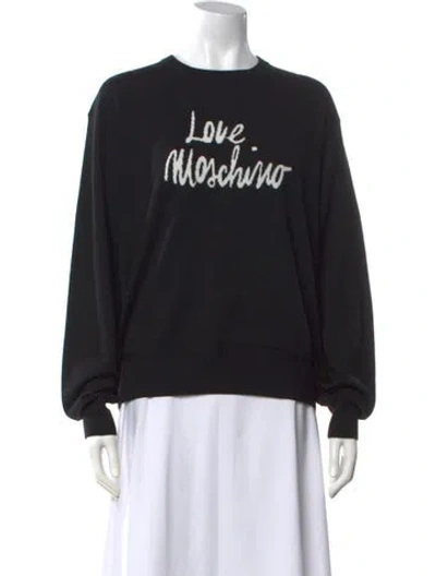 Pre-owned Love Moschino Graphic Print Crew Neck Sweater W/ Tags In Black