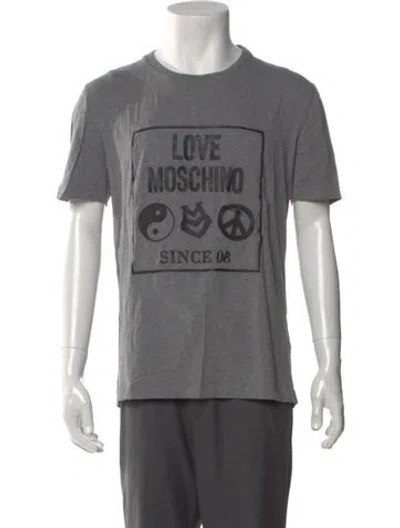 Pre-owned Love Moschino Graphic Print Crew Neck T-shirt In Gray