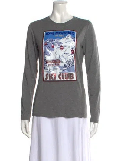 Pre-owned Love Moschino Graphic Print Crew Neck T-shirt In Gray